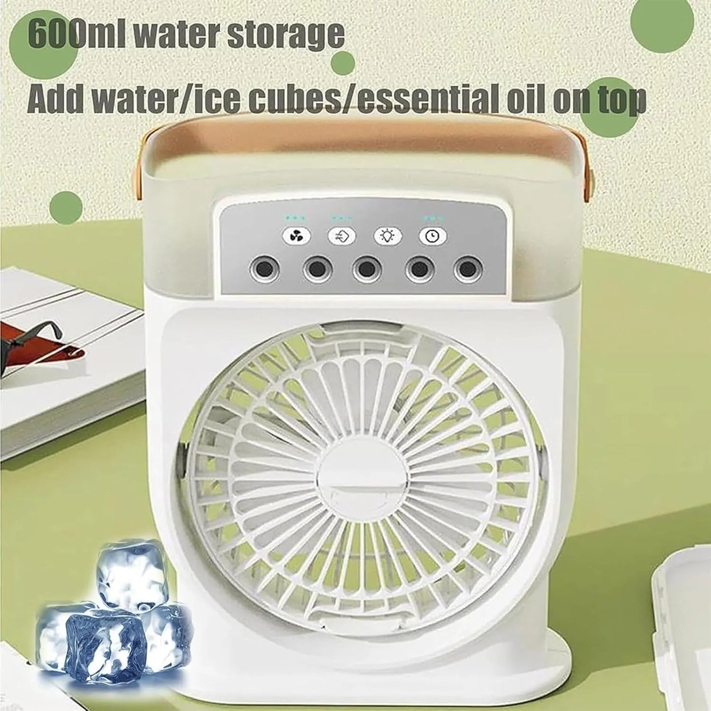 USB Fan Air Cooler | Mini AC | Cooling Fan | Water Spray AC Fan | Air Cooler with Ice Humidifier & Night Light