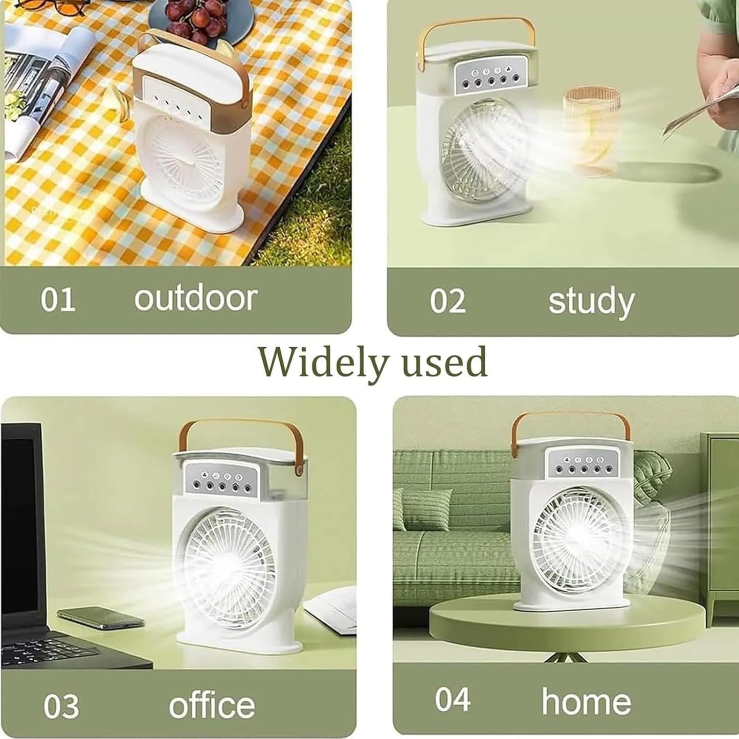 USB Fan Air Cooler | Mini AC | Cooling Fan | Water Spray AC Fan | Air Cooler with Ice Humidifier & Night Light