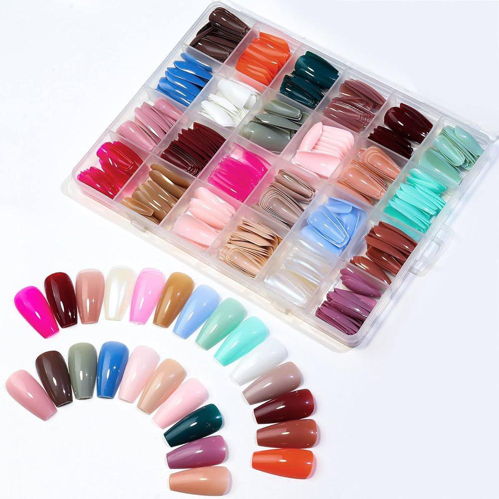 Female Nails 576 PCS | Complete 576 Nail Box | Nail Salon at Home | Multi-Color Beauty Kit for Girls