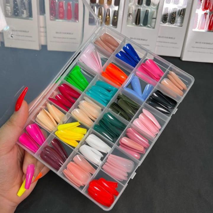 Female Nails 576 PCS | Complete 576 Nail Box | Nail Salon at Home | Multi-Color Beauty Kit for Girls