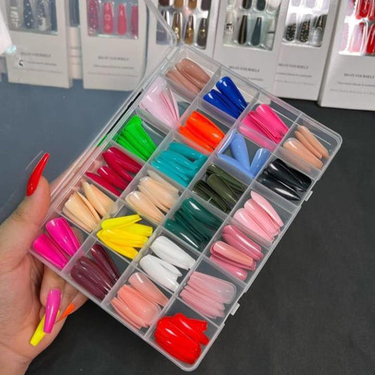 Female Nails 576 PCS | Complete 576 Nail Box | Nail Salon at Home | Multi-Color Beauty Kit for Girls