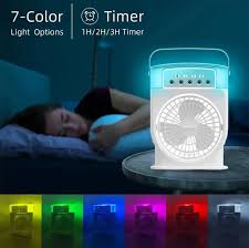 USB Fan Air Cooler | Mini AC | Cooling Fan | Water Spray AC Fan | Air Cooler with Ice Humidifier & Night Light