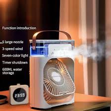 USB Fan Air Cooler | Mini AC | Cooling Fan | Water Spray AC Fan | Air Cooler with Ice Humidifier & Night Light