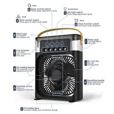 USB Fan Air Cooler | Mini AC | Cooling Fan | Water Spray AC Fan | Air Cooler with Ice Humidifier & Night Light